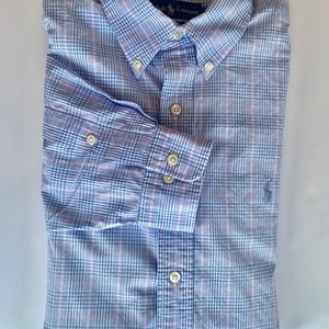 Ralph Lauren 100% Yarmouth Cotton Men's dress shirt size 16 32/33‎ Blue/pink